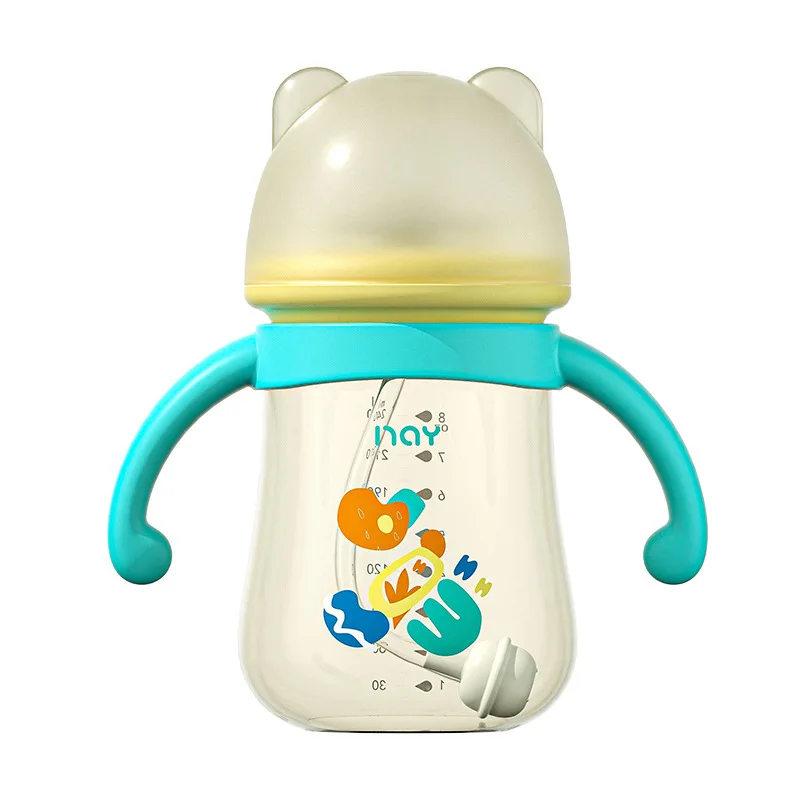 Baby Bottles Newbron PP Feeding Bottle Water Cup Food Grade Silicone Pacifier Three Uses In One Bottle 300ML Baby Items BPA Free