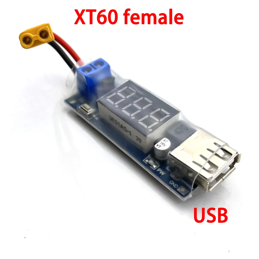 Фото Понижающий преобразователь постоянного тока XT60 XT30 JST T с вилкой на USB 5,5*2,1, 5,5*2,5, 9 В, 12 В, 24 В, 42 в, 5 В, USB-модуль понижающего источника питания №5