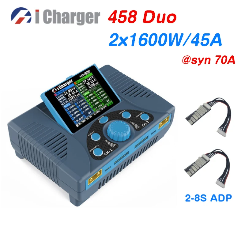 iCharger 458 Duo 1600W 45A Dual Channel High Power Balance Charger Discharger for LiPo Lilo LiFe LiVH LTO NiZn NiMH NiCd Battery