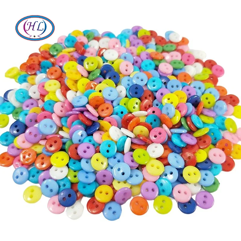 HL 100/300/600PCS Mix Color 7MM Nylon Buttons 2 Holes DIY Scrapbooking Kid's Garment Dolls Sewing Accessories