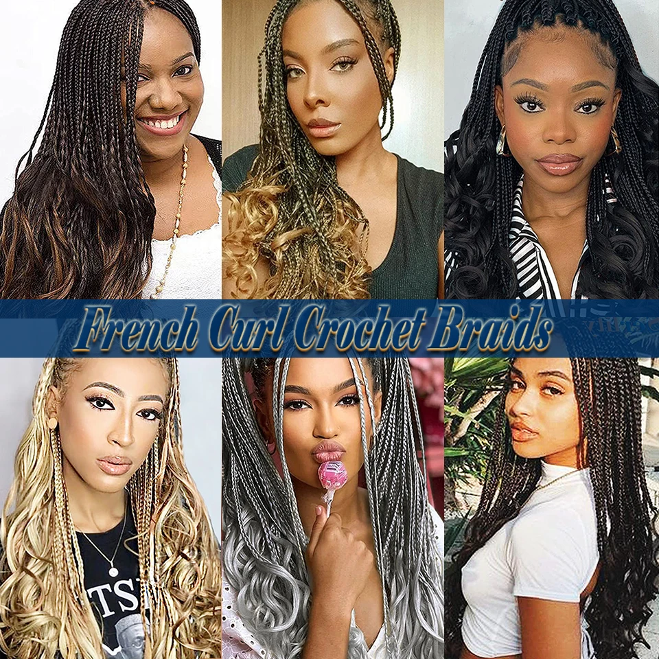 14 18 Inch French Curl Goddess Braids Crochet Hair Soft Synthetic Box Braids Loose Wave French Curls Braiding Hair Pre Stretched 5