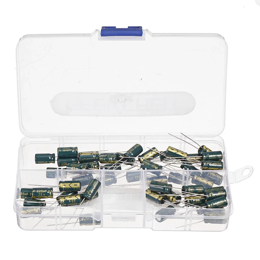 

50PCS 25V 220uf High Frequency Low Resistance Switching Power Supply Aluminum Electrolytic Capacitor 6mm*12mm with Box