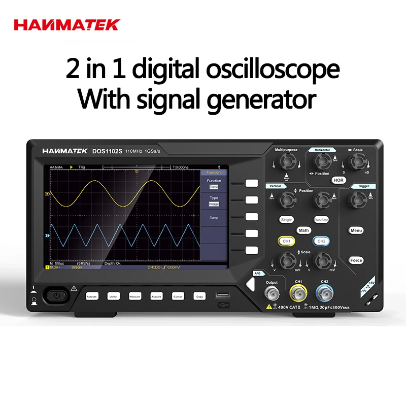 Hanmatek 2 in 1 Digital Oscilloscope 2 channel 100MhZ Signal Generator