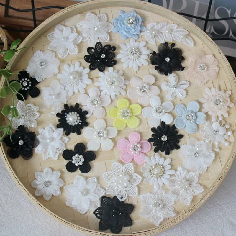 

100 шт. трехмерные нашивки с бусинами ручной работы Цветы Аксессуары для свадьбы декоративный материал