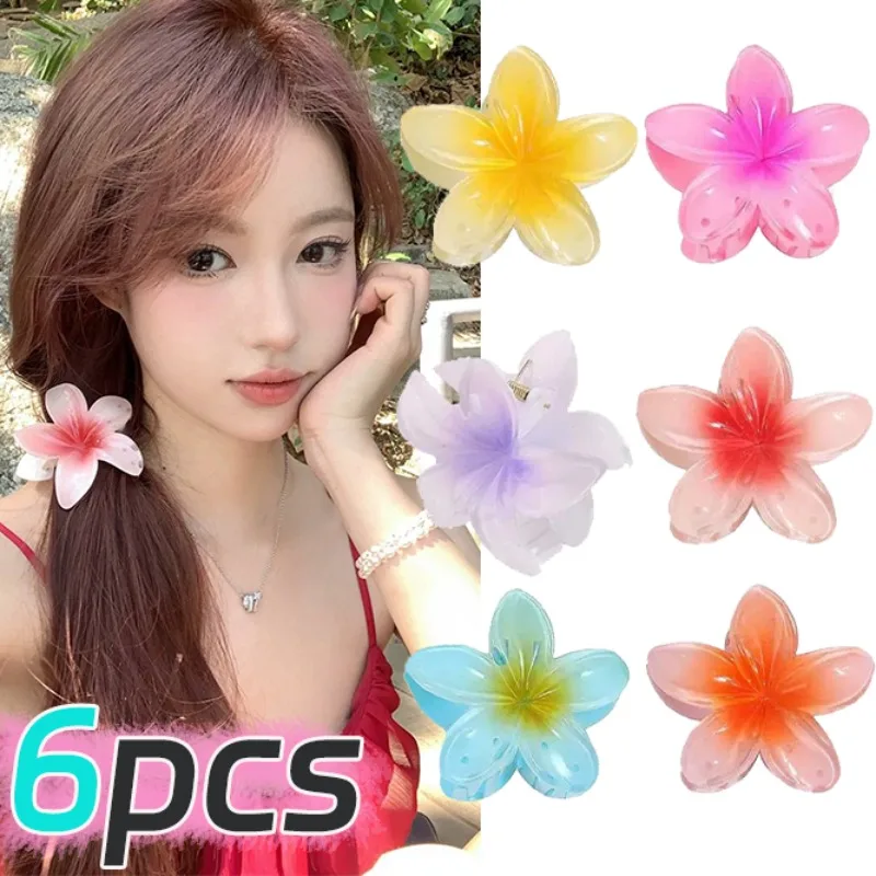 

6Pcs Little Egg Flower Hairpin Women Girls Colorful Temperament Daily Hair Claw Elegant Beach Vacation Hairpin Fashion Accessory
