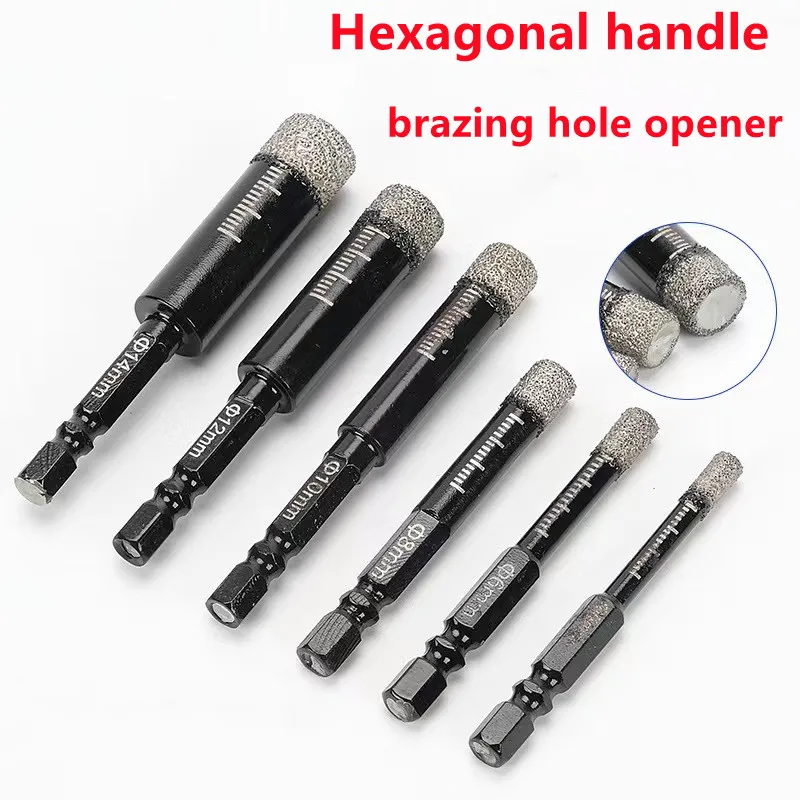 Hexagonal Shank Brazed Dry Ceramic Tile Diamond Drill Bit 5-16mm Hole Saw Marble Ceramic Granite Porcelain Cup Saw Hole Opener 2pcs 5 16mm hexagonal shank brazed dry ceramic tile drill bit marble granite vitrified tile hole opener diamond drill bit