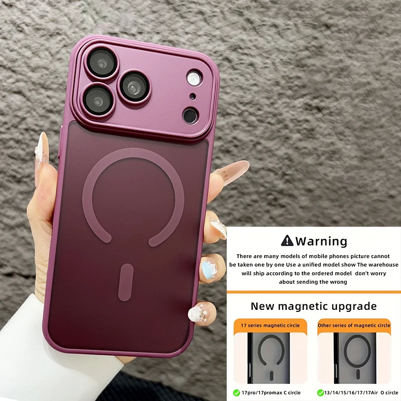 Luxury Semi-Transparent Frosted Magnetic Phone Case - Shockproof Hard Back Cover