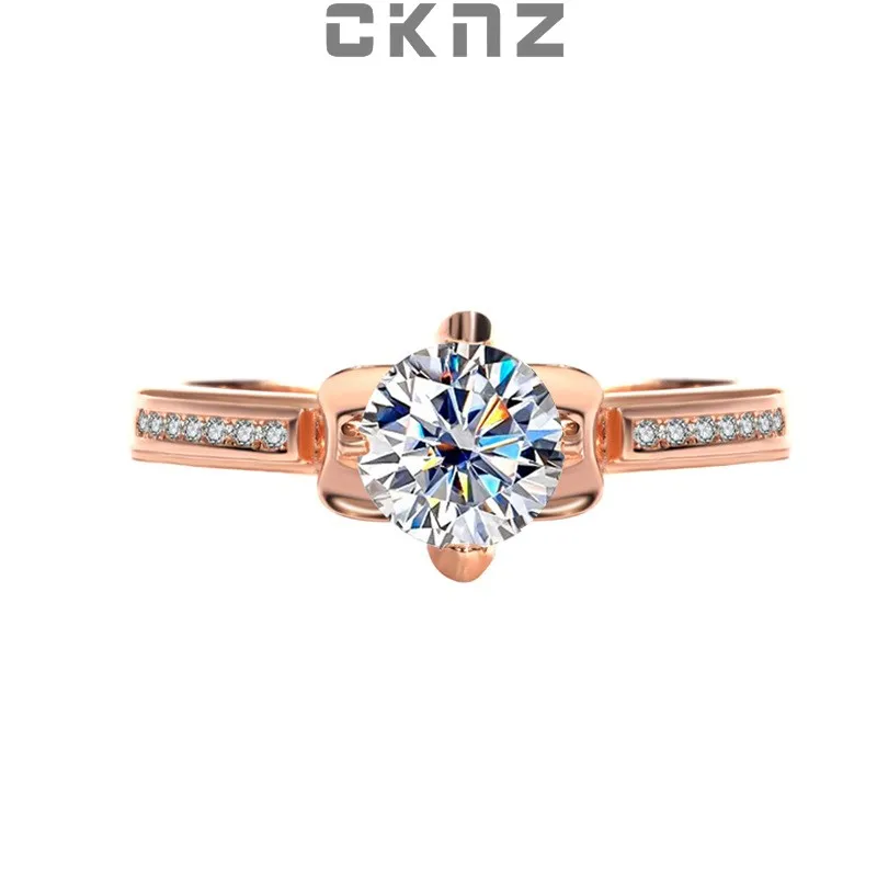 

Certified Real 1.0 Ct Moissanite Diamond Sterling 925 Silver Ring for Women Rose Gold Plated For Gift Oriole Tail Flower
