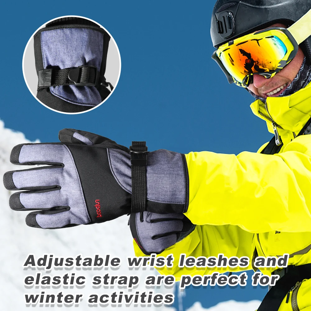 Men Ski Gloves Winter Warm Windproof Waterproof Touch-Screen Fleece Non-slip Snowboard Snowmobile Cycling Skiing Gloves Women 6