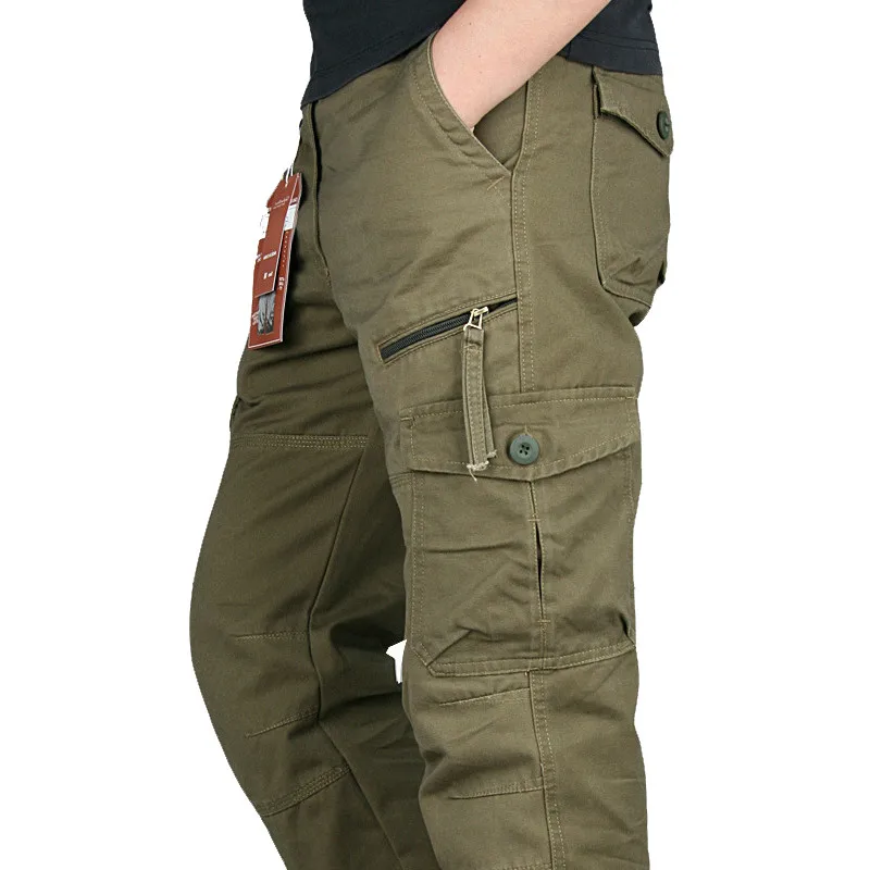 Men Cargo Pants Multi Pockets Hunting Tactical Pants Men Outwear Streetwear Straight Slacks Casual Long Trousers