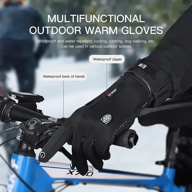 YANBIGUO Winter Thermal Cycling Gloves – Waterproof Touchscreen Non-Slip Gloves 2
