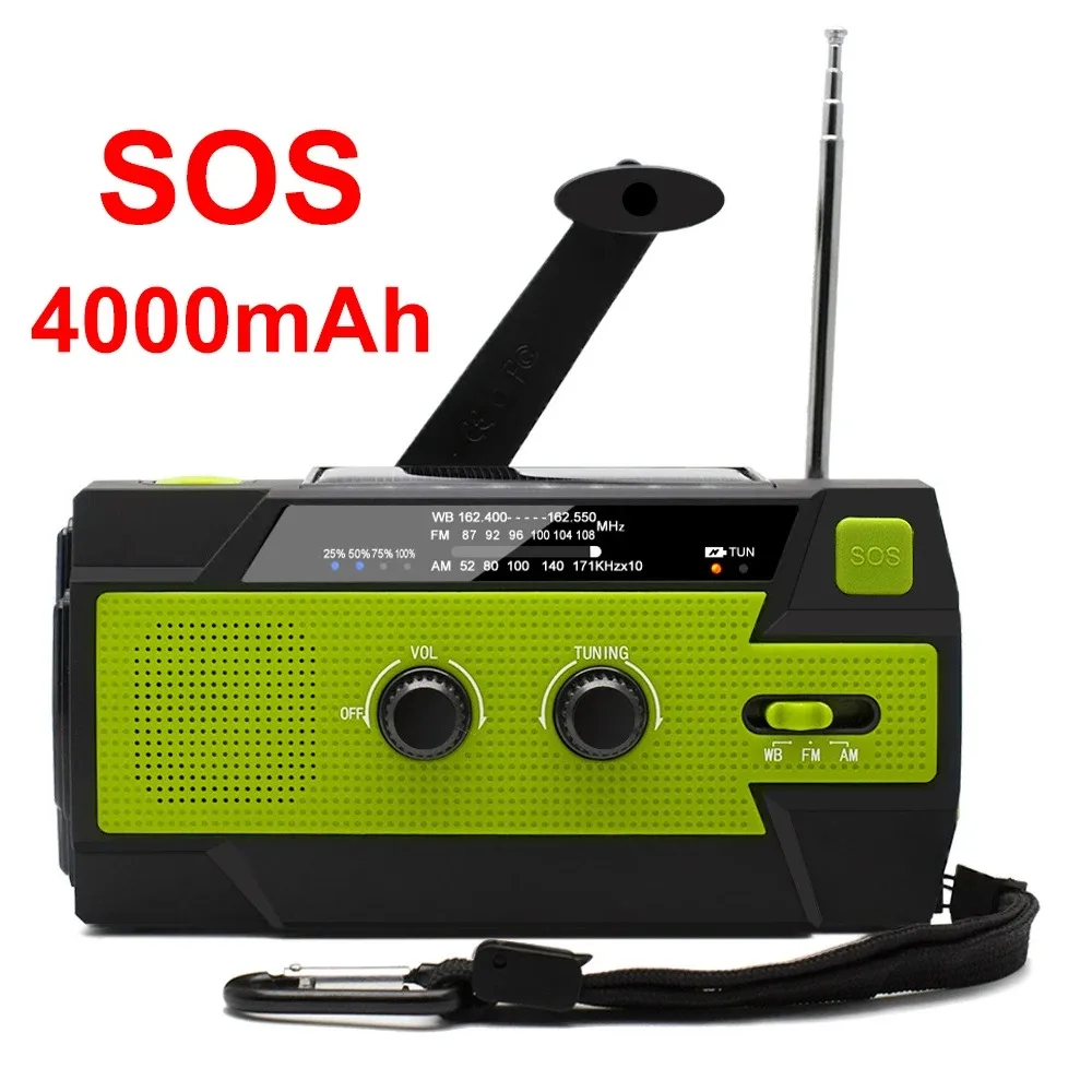 

SOS Alarm Radio Emergency Hand Crank Solar Radio with LED Flashlight AM/FM NOAA Portable Weather Radio with 4000mAh Power Bank