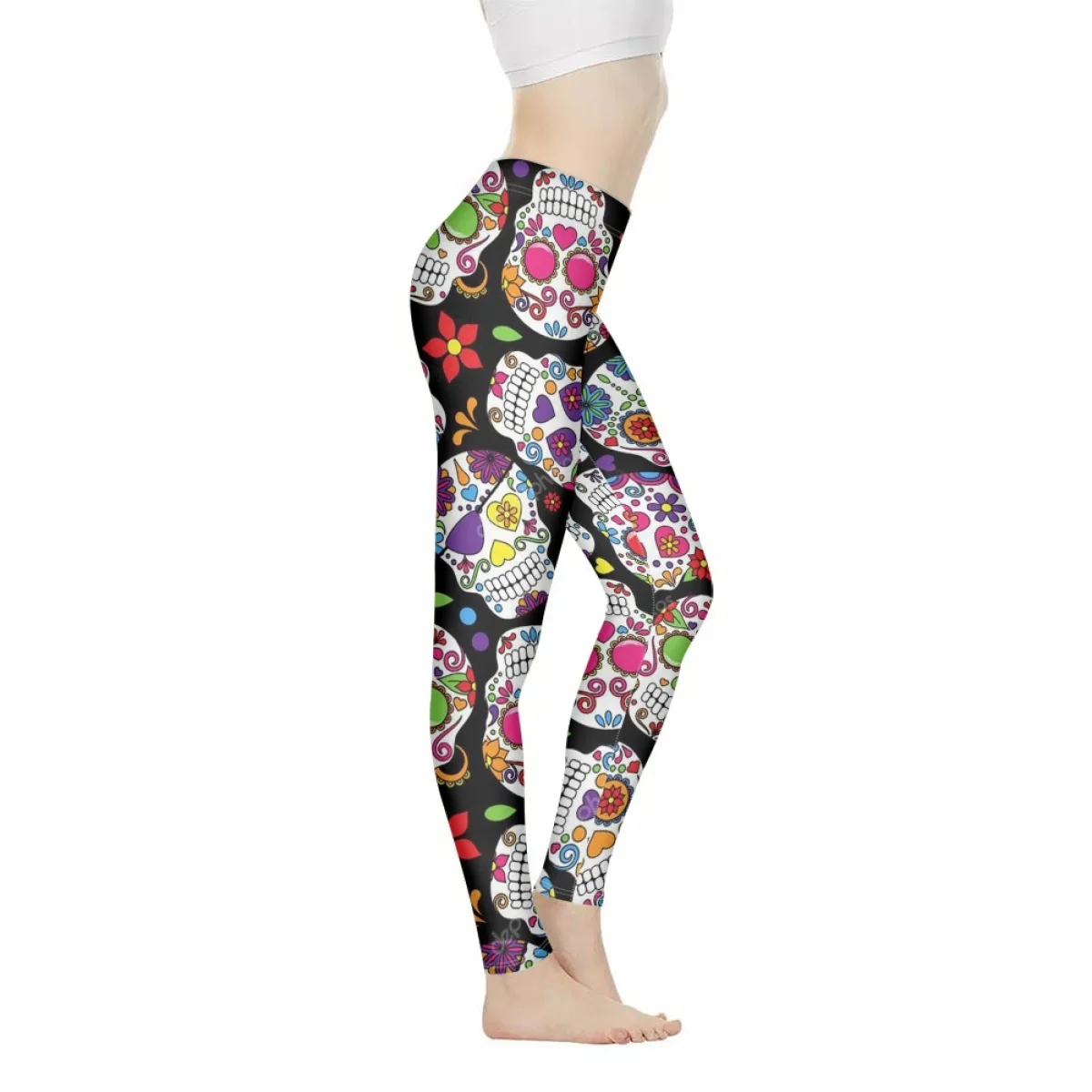 

2023 New Sugar Skull Print Seamless Leggings For Women Slim Workout Sport Fitness Gym Pants Push Up Yoga Pants Casual Legging