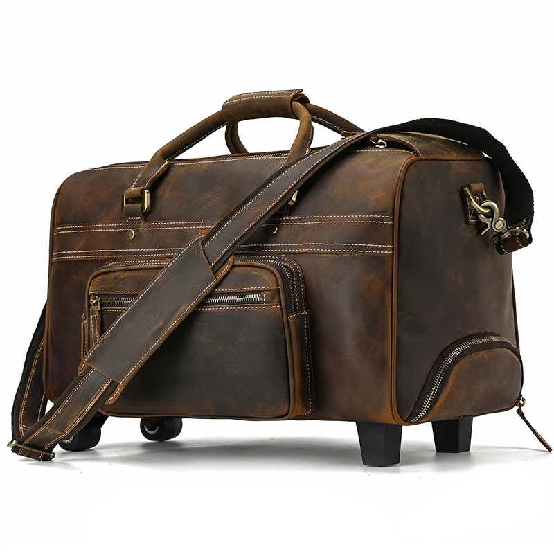Crocodile Patterned Leather Travel Bag