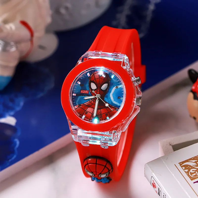 3D Spiderman Kids' Flashlight Watch – Cartoon Character Quartz Clock