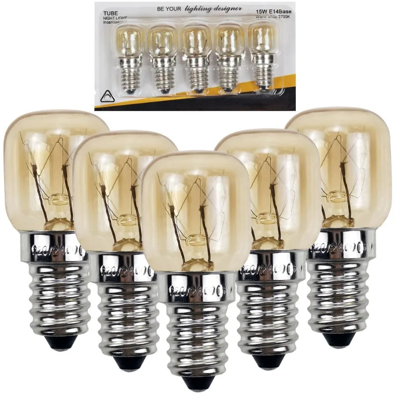 5pcs 220V E14 300 Degree High Temperature Resistant Microwave Oven Bulb Cooker Lighting Bulb 15W 25W Gold Silver - Image 2