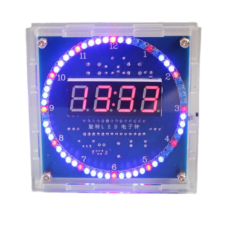 DIY Rotating Digital LED Display Module Alarm Electronic Digital Clock Kit 51 SCM Learning Board 5V DS1302 digital clock kit