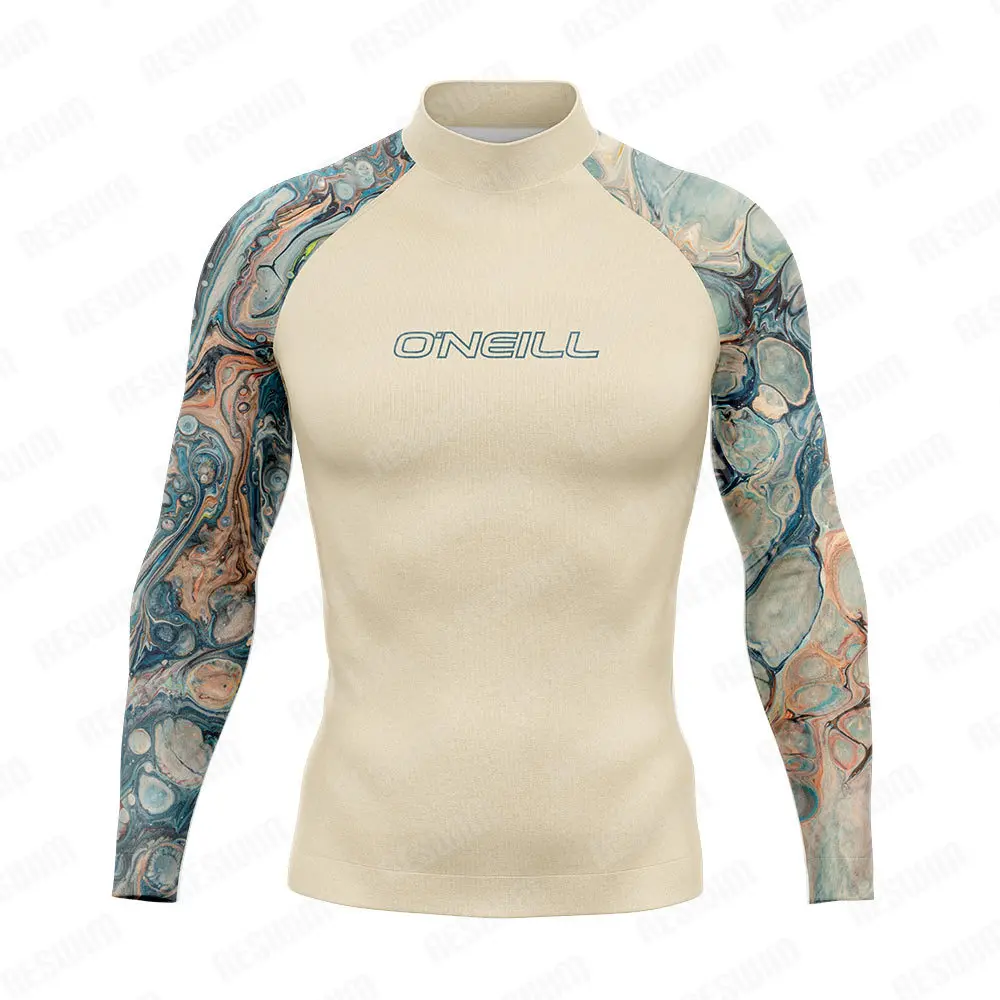 Новый мужской купальник Rash Guards с длинным рукавом, футболка для серфинга и плавания, пляжный купальник с защитой от ультрафиолета, лайкра, кожа, одежда для серфинга и дайвинга