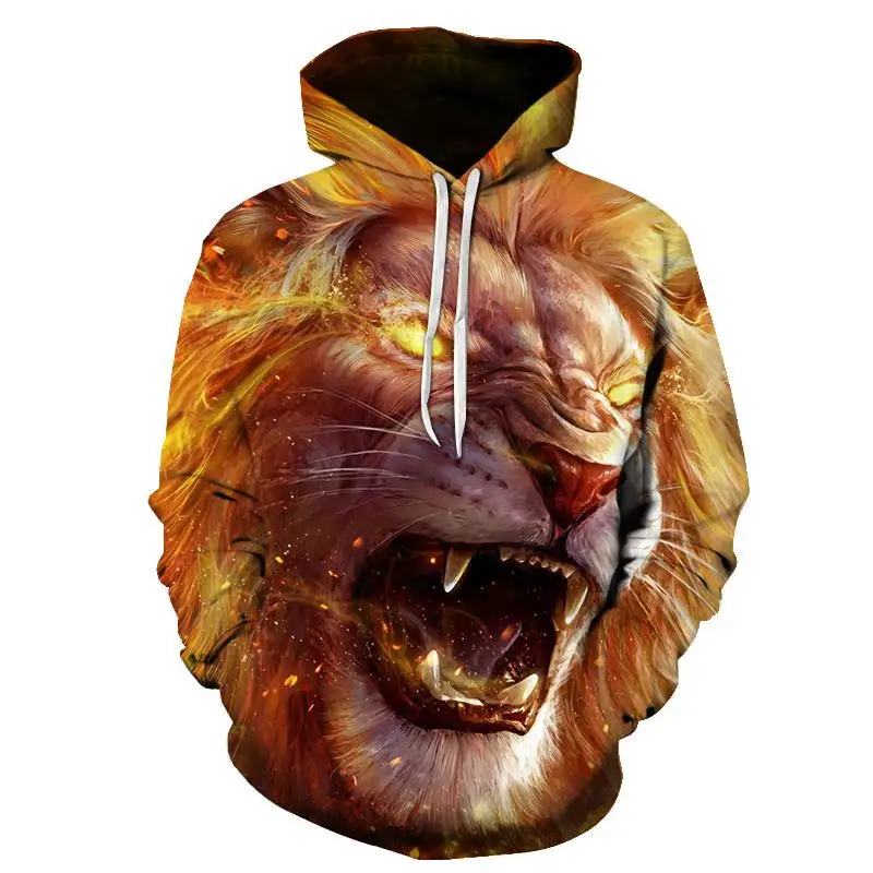 thumbnail image 1 of Sudadera con capucha con estampado 3D de león para hombre, sudadera con capucha para primavera y otoño, sudaderas informales de gran tamaño y holgadas, ropa de calle, 1 of 5