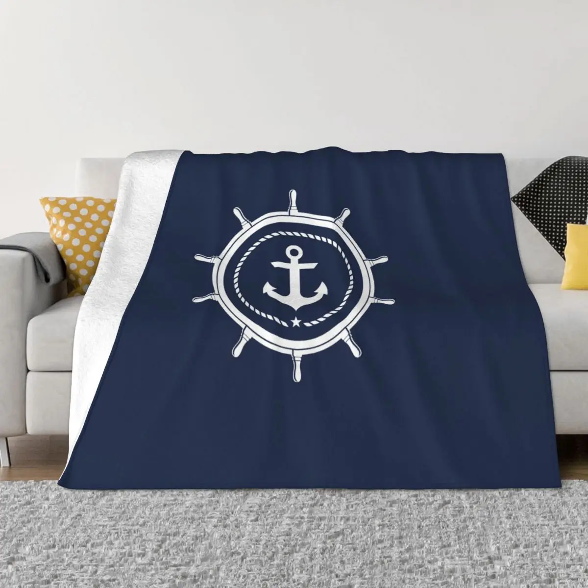 

Nautical Anchor Helm Family Reunion Navy Blue Blanket Flannel Autumn/Winter Throw Blankets for Bedding Bedroom Bedding Throws