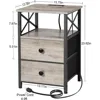 Night Stand Set 2, Nightstand with Charging Station, End Tables Living Room with USB Ports and Outlets 3