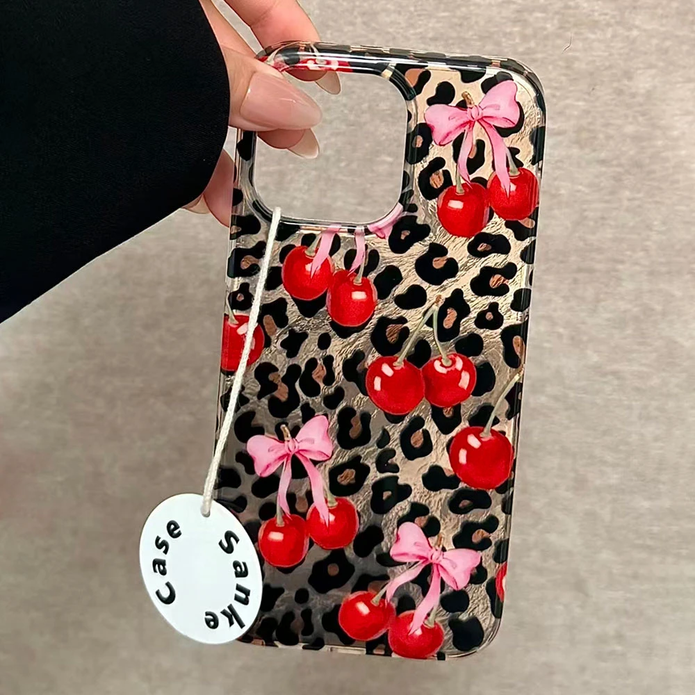 Brown Leopard Cherry Phone Case Cover