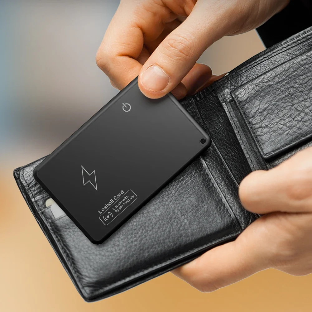 Wireless Charging Wallet Tracker Card Work with Apple Find My App Thin GPS Item Finder Bluetooth GPS Locator Smart Card Tracker