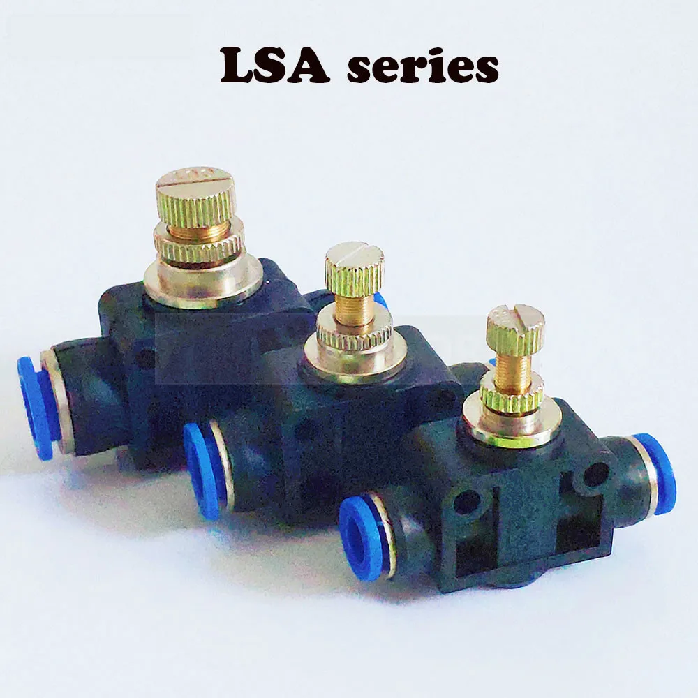 Pneumatic Fitting Airflow Regulator 6mm 8mm 10mm OD Hose Tube Gas Flow Adjust Valve Connector Fitting Air Speed Control Crane