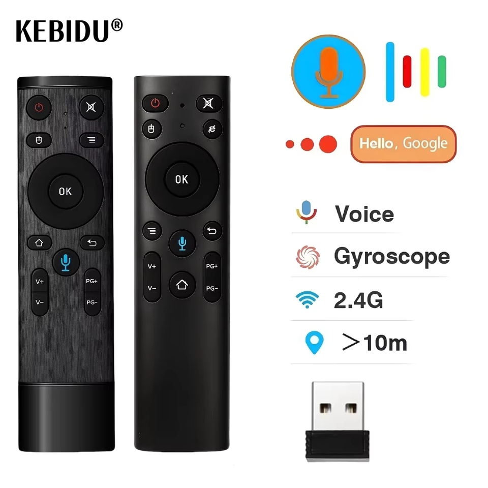 2.4G Wireless Voice Remote Control Gyroscope Controller with USB Receiver Q5 Air Mouse Remote for Projector Smart TV Android Box