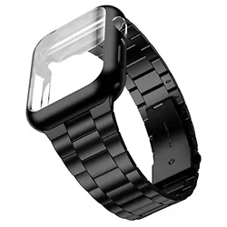 Sleek Metal Strap and Protective Case - SE3 SE 6 5 4 44mm (Black with Case)