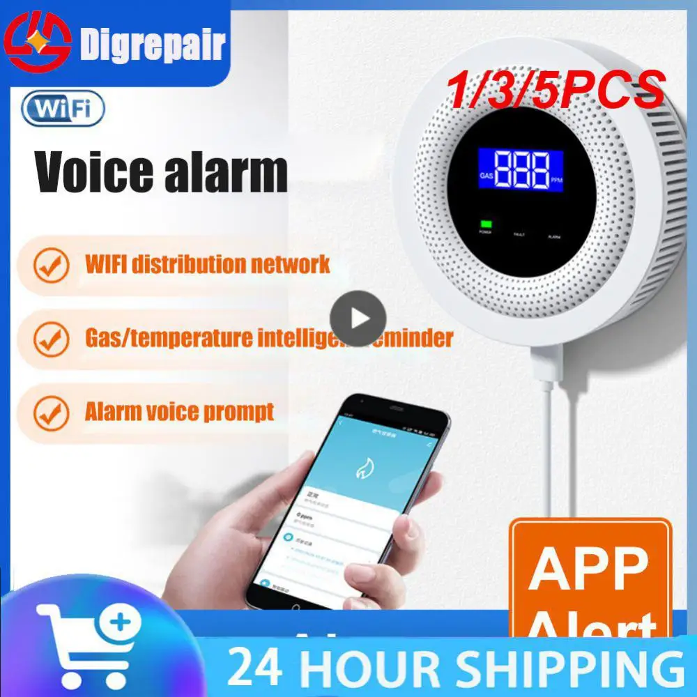 

1/3/5PCS WiFi Gas Detector Tuya Smart LPG Leakage Sensor LCD Display Natural Gas Leak Detectors APP Control Home Security Alarm