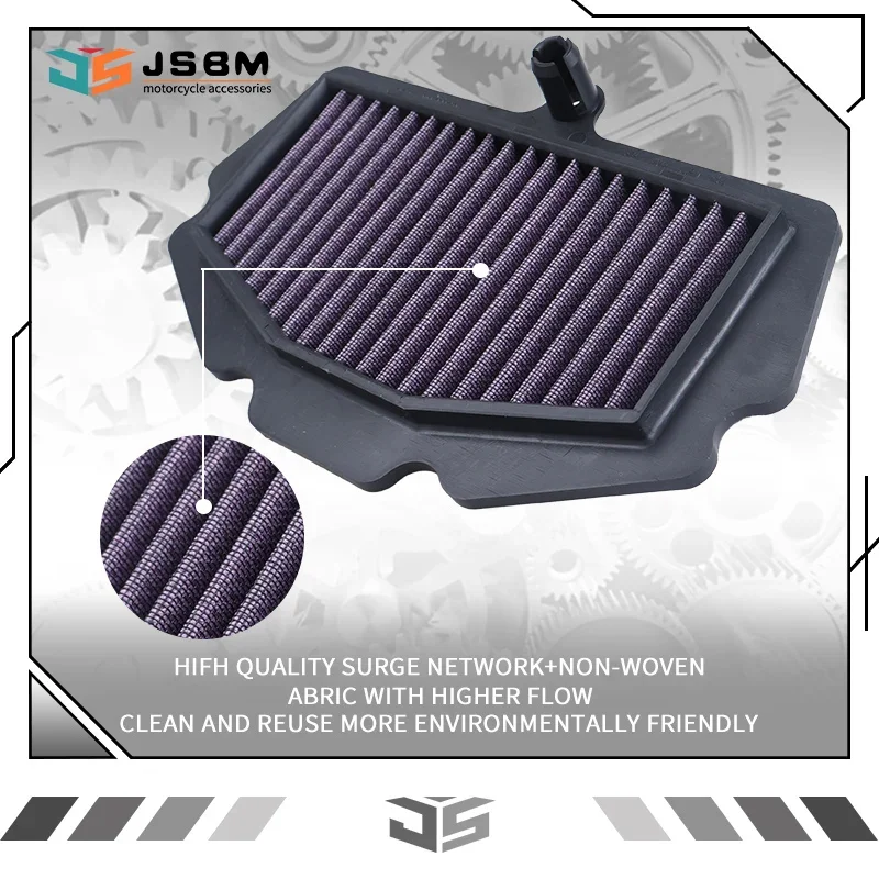 

JSBM Motorcycle Washable Air Filter Intake Cleaner For Kawasaki EX400 EX250 Ninja 400 250 Z400 ER400 2018 2019 2020 2021