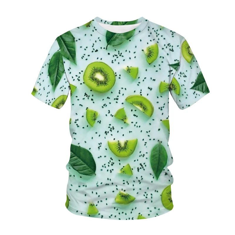 Fruit Style 3D Print T-Shirt Men Women Fashion O-Neck Short Sleeve T Shirt Kiwi Pattern Hip Hop Streetwear Tees Tops Male Tshirt