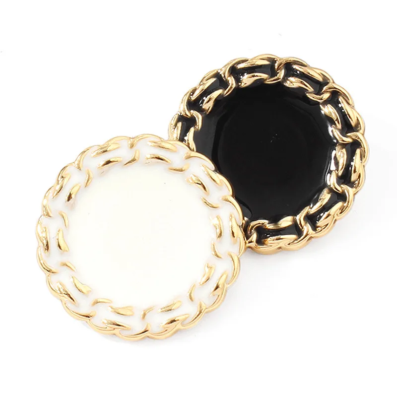 10PCS High-end buckle tweed coat suit suit pyjamas white black exquisite fashion decorative top coat button accessories 5