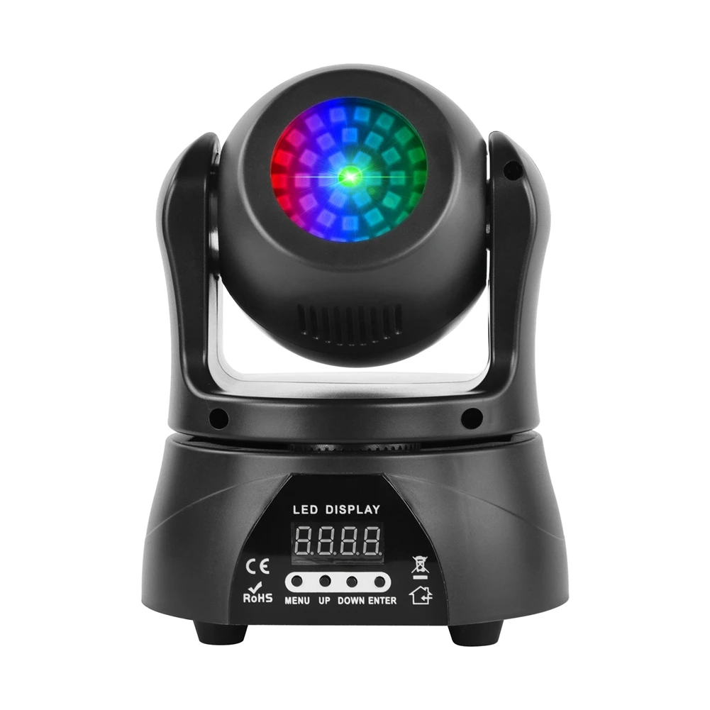 

30W Mini Double-sided Moving Head Stage Light RGBW Kaleidoscope Lighting Effect and Green Laser for Bar KTV Party Banquet Stage