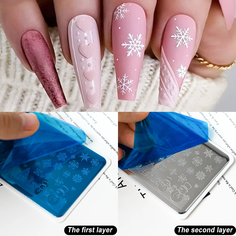 1Pcs Christmas Snowflake Nail Art Stamping Plate Santa Claus/Snowman/Elk/Pine Winter Stencils Xmas&New Year Manicure Templates # 4