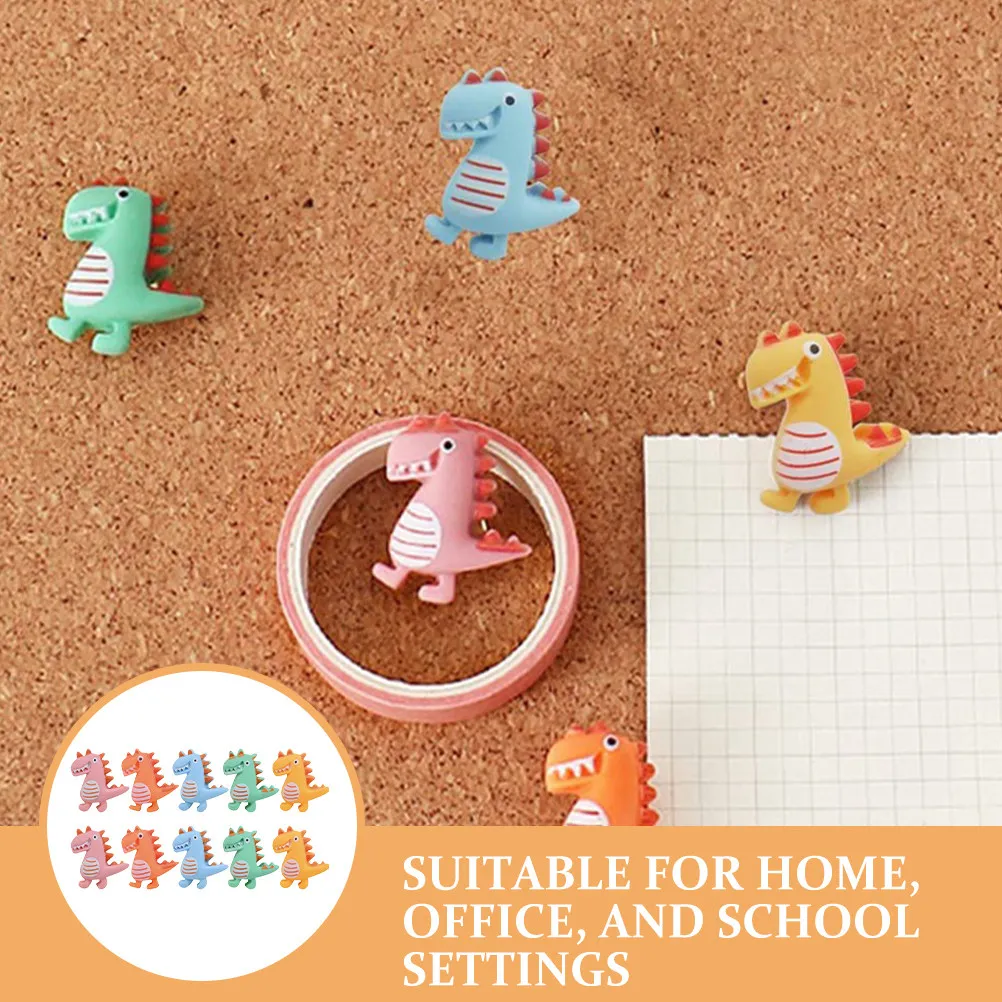 20개 공룡 장 푸시핀 귀여운 레진 압정 코르크보드 사무용품 책상 액세서리 여성용 재미있는 게시판