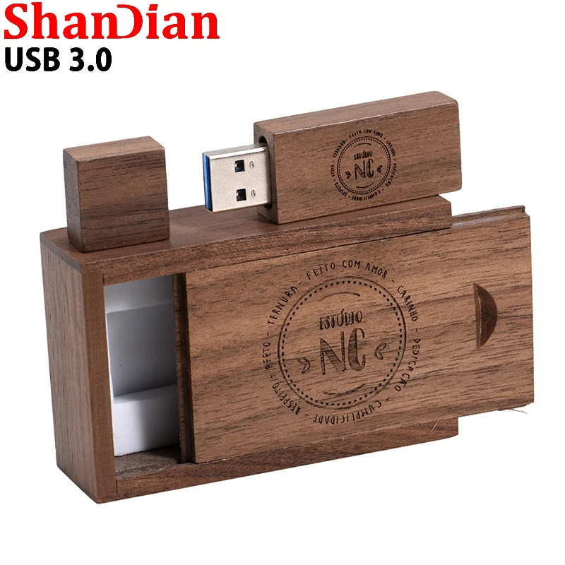 Maple Wooden Box With Custom Logo Usb 3.0 Pen Drive Memory Stick de Alta Velocidade Flash Drives 64gb 128gb 32gb 16gb 8gb 4gb Lote 10pc - Imagem 6