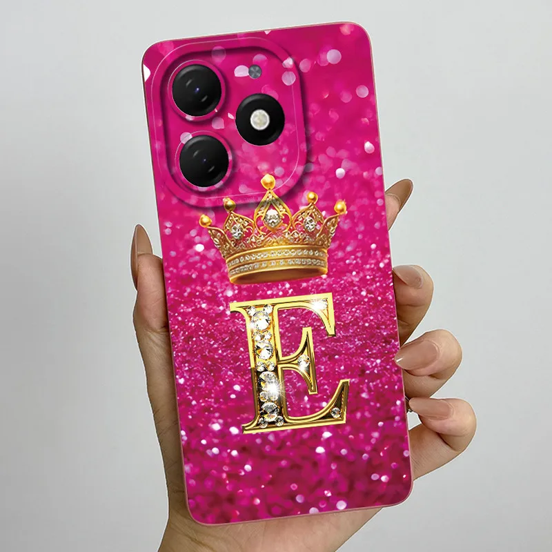 Crown Letter Silicone Soft Phone Case with Camera Protection and Back Cover Bumper