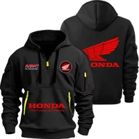 Honda sweat à capuche zippé passionnés de sports de plein air 2025 nouveaux hommes et femmes mode demi fermeture éclair poche printemps et automne sweat à capuche 1