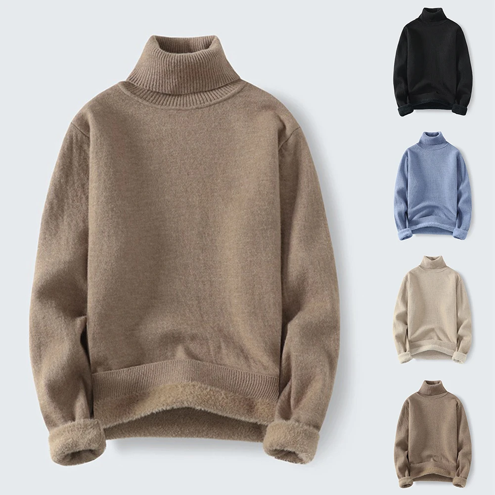 

Men Sweater Rollneck Shirt Long Sleeves Breathable Sweater Soft Top Knitwear Autumn Winter Warm Thermal Underwear Men Clothing