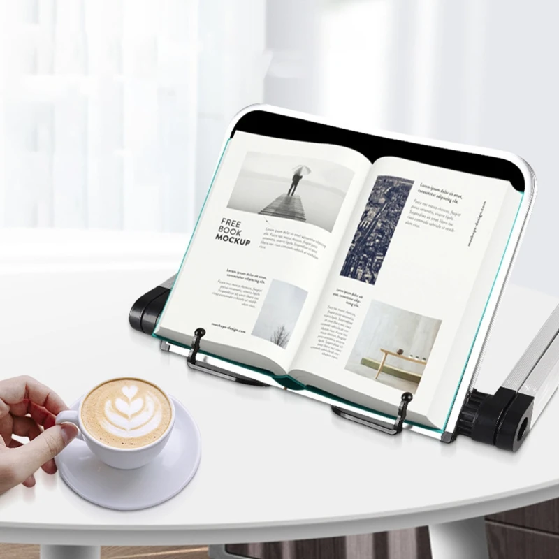 Foldable Reading Book Holder Bookcase Stand 360 Degree Adjustable Support Desk Organizer for Cookbook PC