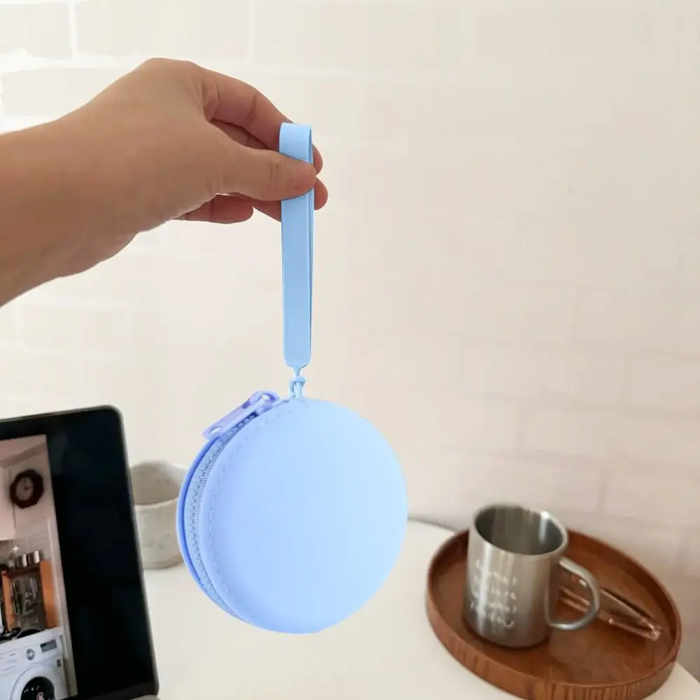 Protable Silicone Coin Purse Zipper Solid Color Earphone Bag Waterproof Cosmetic Bag Students