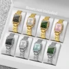 4/8PCS Elegant Women Watches Set Fashion Rectangle Quartz Wristwatch Reloj Mujer Girls Clock Gift(Without Box)