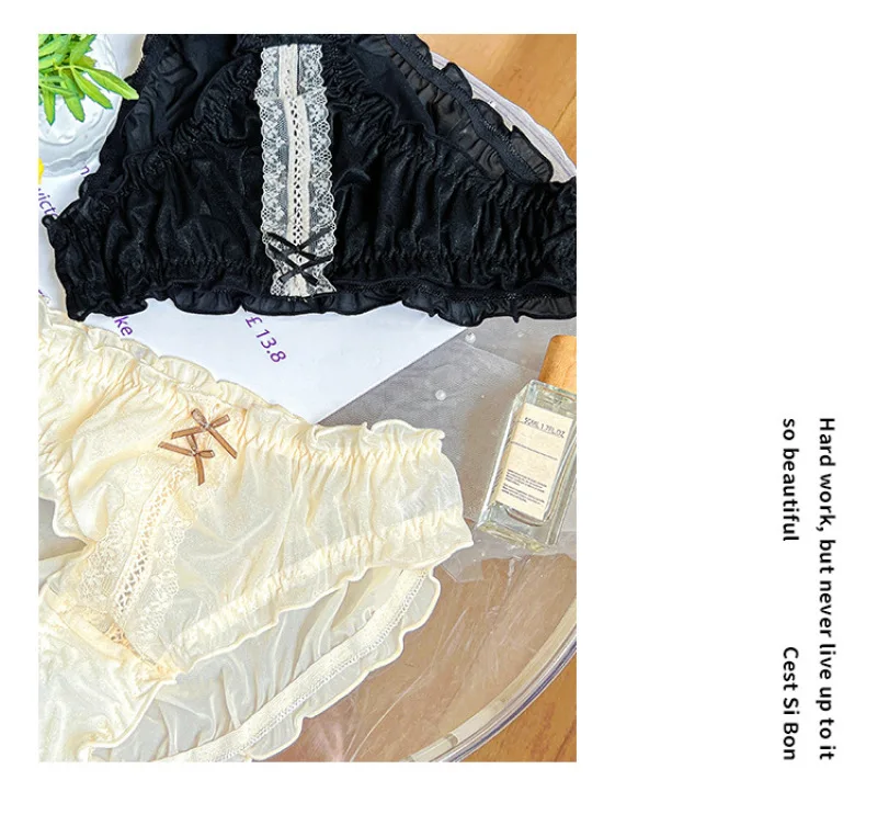 3XL Plus Size Women Ice Silk Panties Bow Ruffles Lolita Princess Style Underwear Candy Color Briefs Image 3