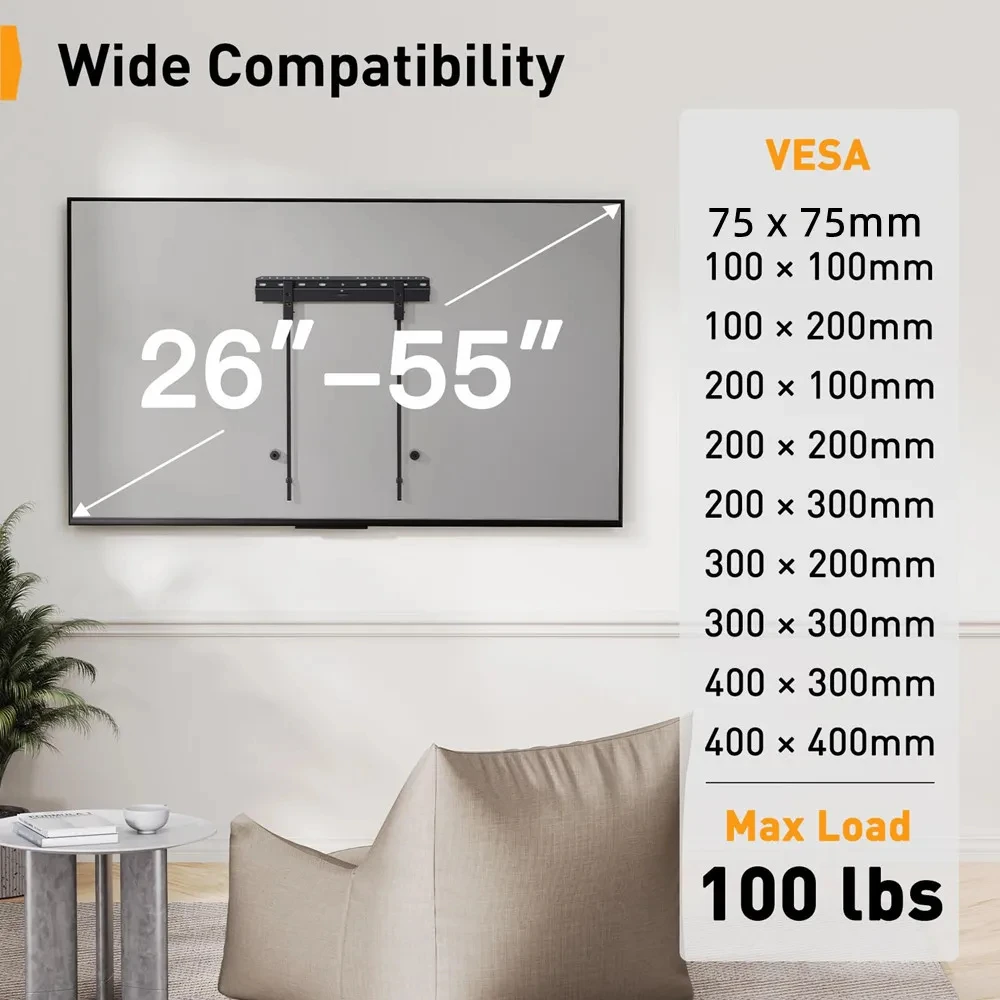 TV Wall Mount Fixed for Most 25-55 Inch TV Two Hole Hanging Bracket Easy Install