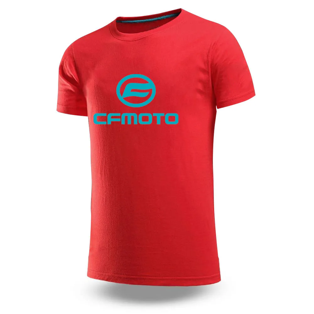 2023 New Summer Cfmoto Logo Print Ordinary Round Neck Comfortable Short Sleeve Men's Breathable Loose Casual Solid Color Tee Top