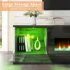 70 Glossy Oak Fireplace TV Stand with 36 Fireplace for TVs up to 80 LED Lights Fireplace Entertainment Center with Flip Doors 3