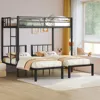 Twin Over Twin & Twin Bunk Beds for 3, Triple Bunk Bed for 3 with Guardrails, Ladder & Upper-Bed Platform, for Children, Teens 1