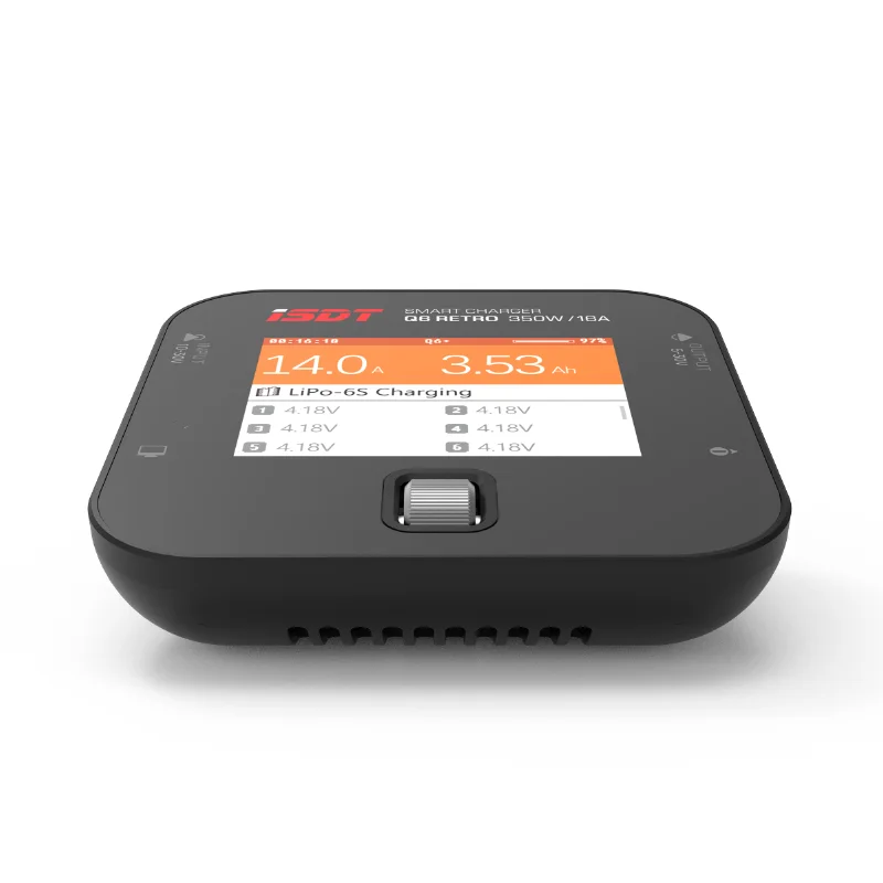 ISDT Q6 Retro 350W 16A DC Lipo Battery Balance Charger Discharger for 2-6S Digital Battery Li-Po Li-Hv Li-Ion Li-Fe NiMH Ni-Cd thumbnail 5